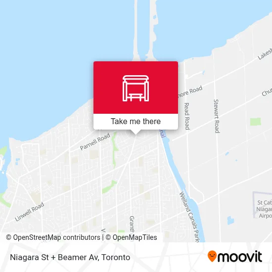 Niagara St + Beamer Av map