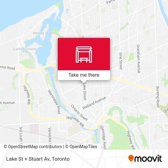 Lake St + Stuart Av map
