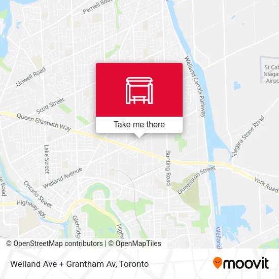 Welland Ave + Grantham Av map
