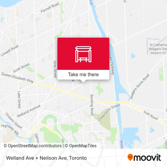 Welland Ave + Neilson Ave map