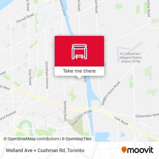 Welland Ave + Cushman Rd map