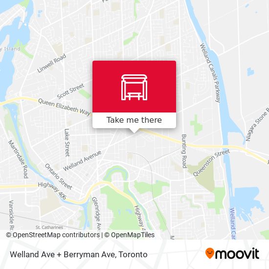 Welland Ave + Berryman Ave map