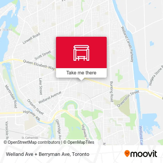 Welland Ave + Berryman Ave map
