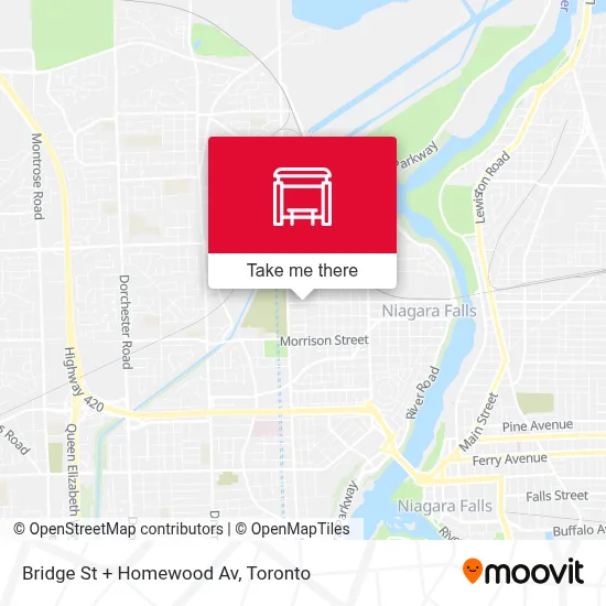 Bridge St + Homewood Av map