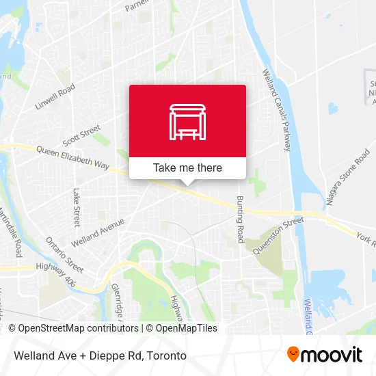 Welland Ave + Dieppe Rd map