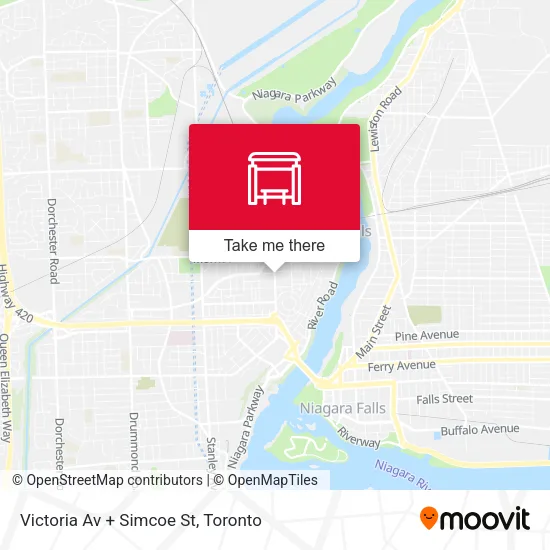 Victoria Av + Simcoe St map