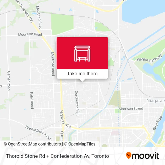 Thorold Stone Rd + Confederation Av map