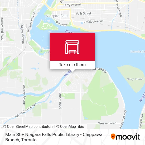Main St + Niagara Falls Public Library - Chippawa Branch map