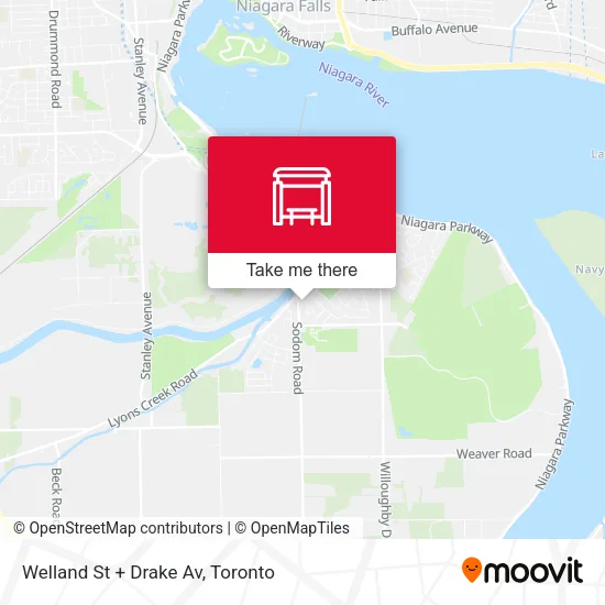 Welland St + Drake Av map