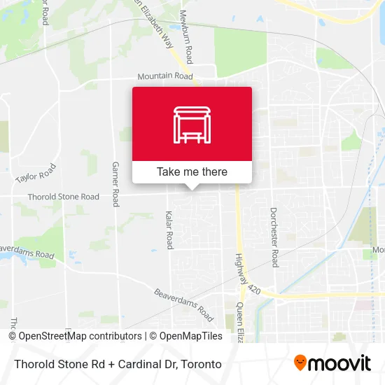 Thorold Stone Rd + Cardinal Dr map