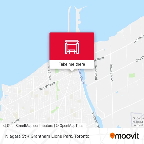 Niagara St + Grantham Lions Park map