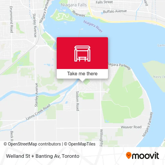 Welland St + Banting Av map