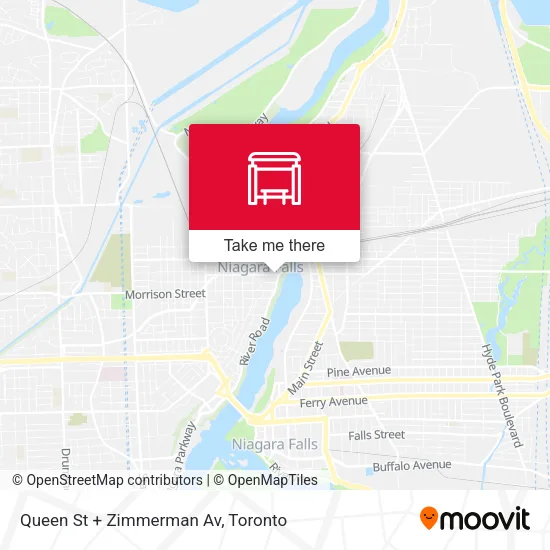 Queen St + Zimmerman Av map