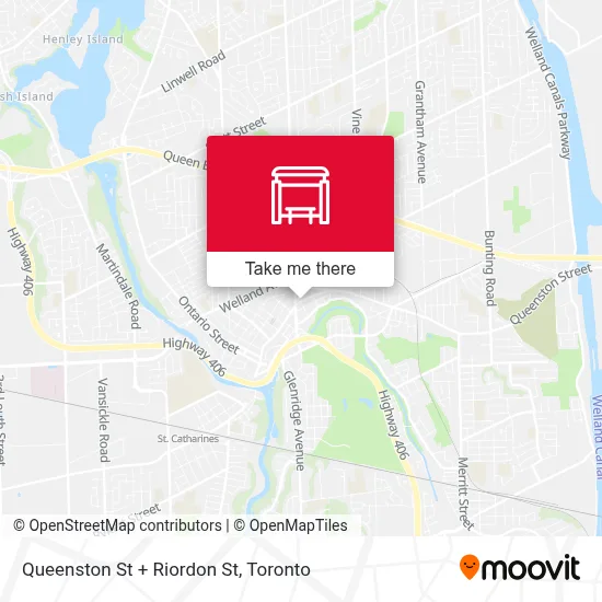 Queenston St + Riordon St map