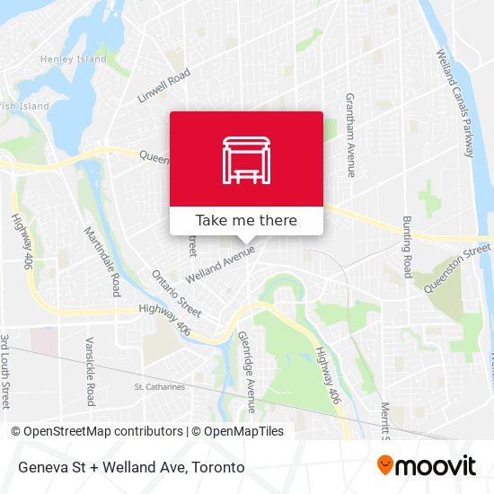 Geneva St + Welland Ave map