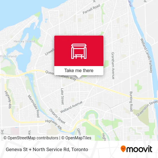 Geneva St + North Service Rd map
