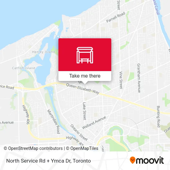 North Service Rd + Ymca Dr map
