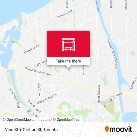 Vine St + Carlton St map