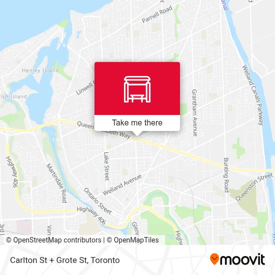 Carlton St + Grote St map