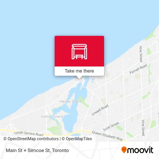 Main St + Simcoe St map