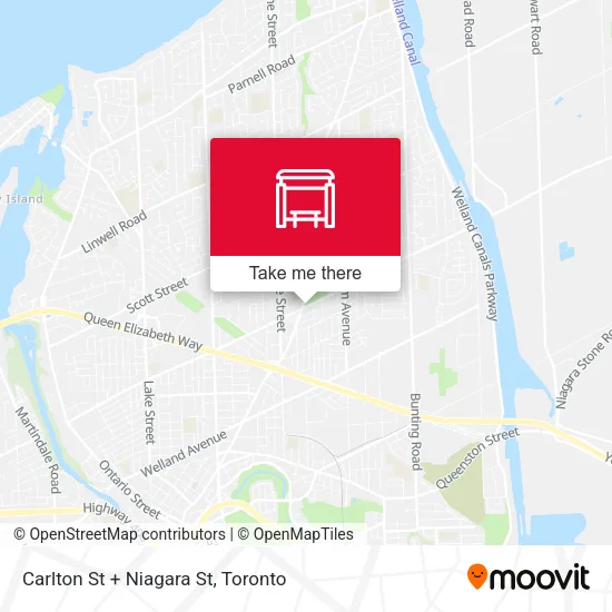 Carlton St + Niagara St map
