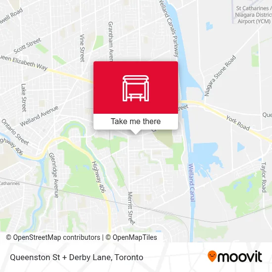 Queenston St + Derby Lane map