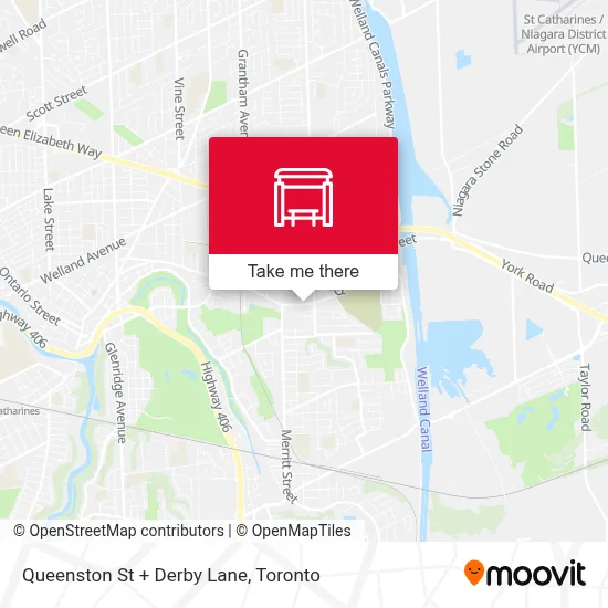 Queenston St + Derby Lane map