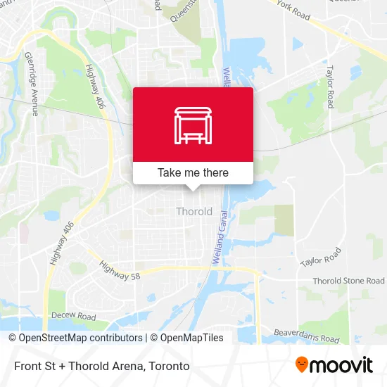 Front St + Thorold Arena map