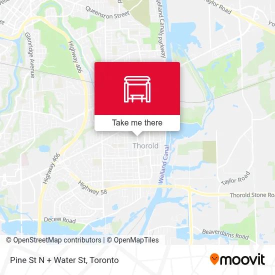 Pine St N + Water St map