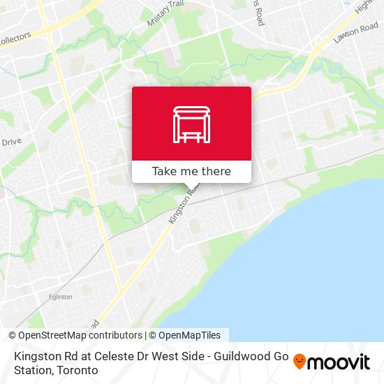 Kingston Rd at Celeste Dr West Side - Guildwood Go Station map