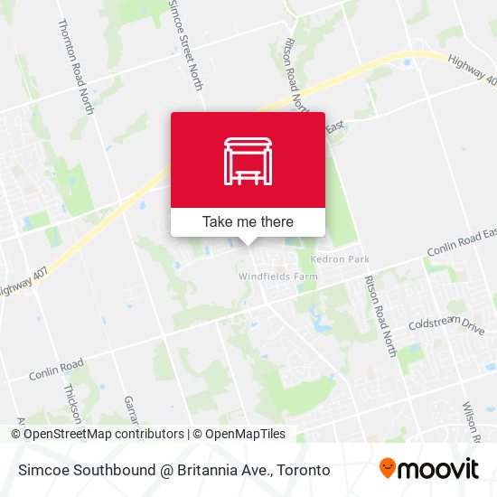 Simcoe Southbound @ Britannia Ave. map