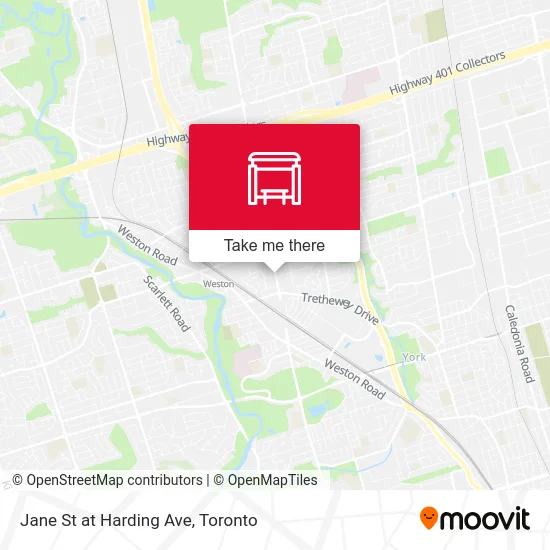 Jane St at Harding Ave map