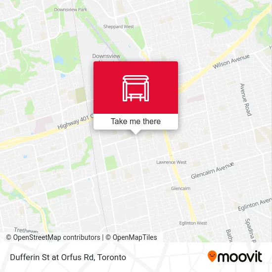 Dufferin St at Orfus Rd map