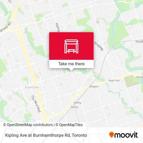 Kipling Ave at Burnhamthorpe Rd map