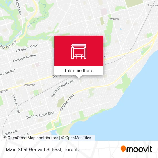 Main St at Gerrard St East map