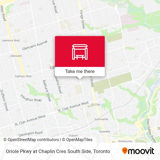 Oriole Pkwy at Chaplin Cres South Side map