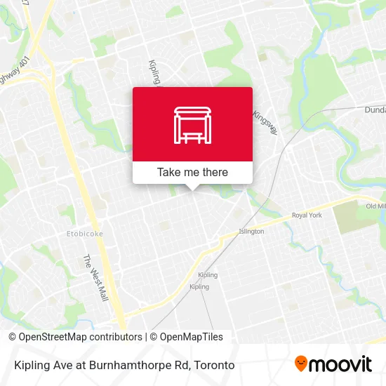 Kipling Ave at Burnhamthorpe Rd map