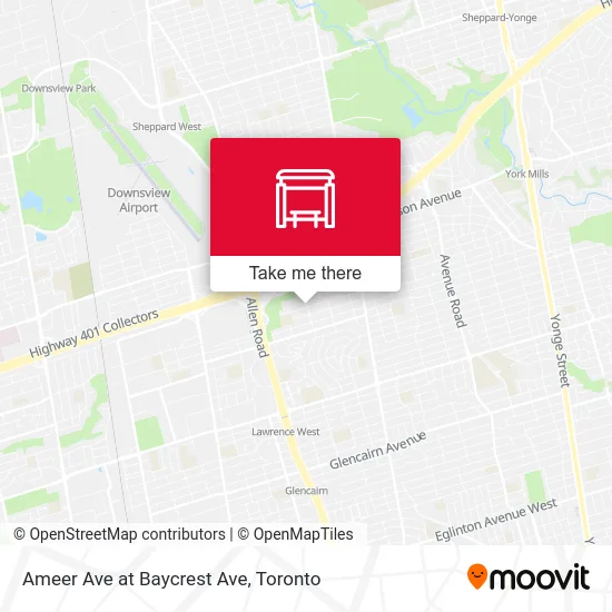 Ameer Ave at Baycrest Ave map