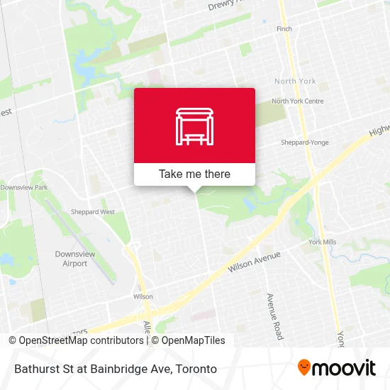 Bathurst St at Bainbridge Ave map
