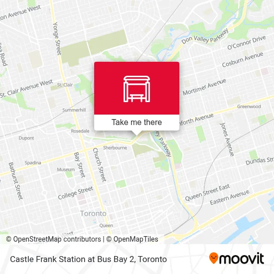 Castle Frank Station at Bus Bay 2 map