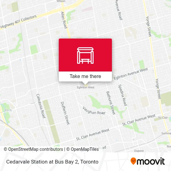 Cedarvale Station at Bus Bay 2 map