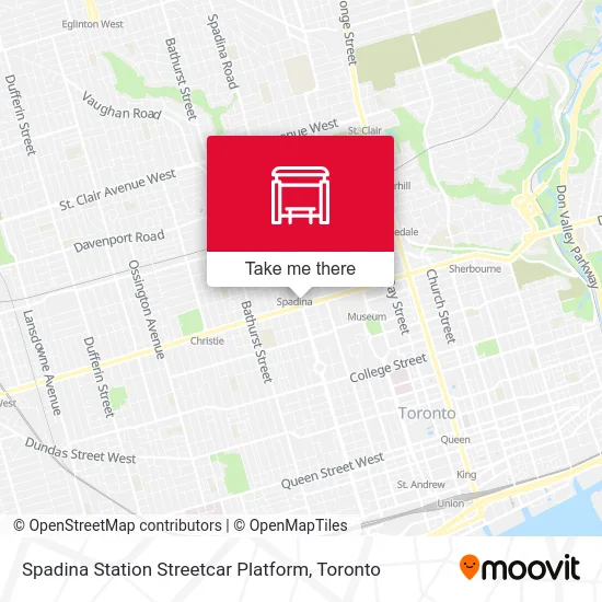 Spadina Station Streetcar Platform map