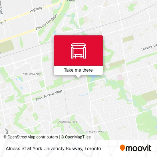 Alness St at York Univeristy Busway map
