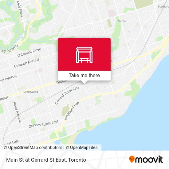 Main St at Gerrard St East map