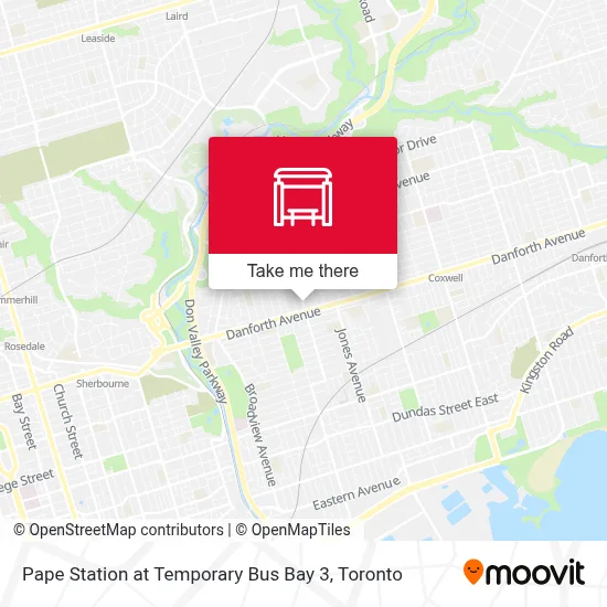 Pape Station at Temporary Bus Bay 3 map