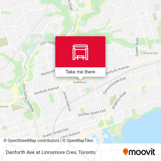 Danforth Ave at Linnsmore Cres map