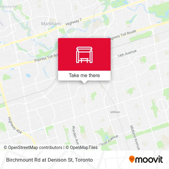Birchmount Rd at Denison St map