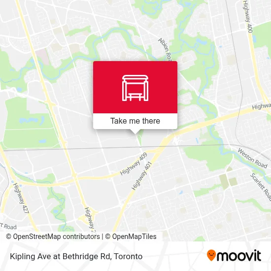 Kipling Ave at Bethridge Rd map