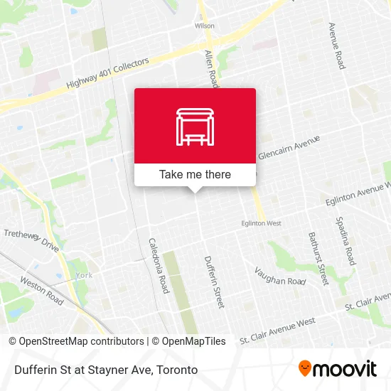 Dufferin St at Stayner Ave map