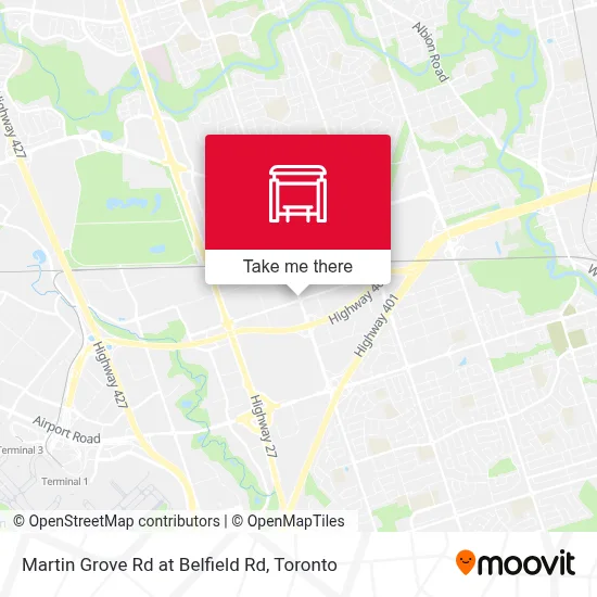 Martin Grove Rd at Belfield Rd map